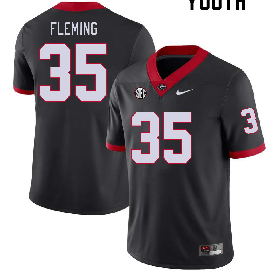 Youth #35 Jacob Fleming Georgia Bulldogs College Football Jerseys Stitched-Black - Click Image to Close